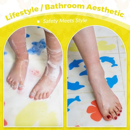 S&X Bathtub Non Slip Stickers for Kids, 12-Pack Cartoon Duck Shower Non Slip Stickers - Comfortable High Grip On Slippery Surfaces - size: Duck