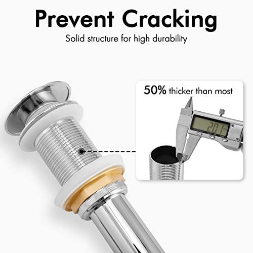 KES Bathroom Sink Drain Without Overflow Vessel Sink Lavatory Vanity Pop Up Drain Stopper Polished Chrome for 1.6"-1.9" Sink Hole, All Metal Rustproof Brass and 304 Stainless Steel, S2008D-CH - color: Polished Chrome, style: NO Overflow, 1 Pack
