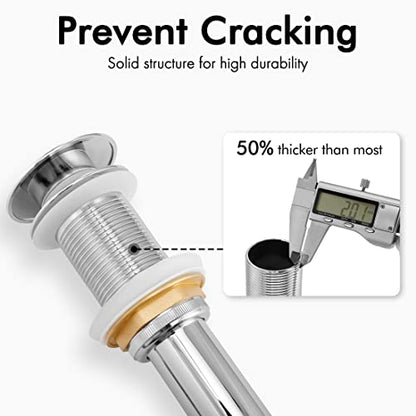 KES Bathroom Sink Drain Without Overflow Vessel Sink Lavatory Vanity Pop Up Drain Stopper Polished Chrome for 1.6"-1.9" Sink Hole, All Metal Rustproof Brass and 304 Stainless Steel, S2008D-CH - color: Polished Chrome, style: NO Overflow, 1 Pack