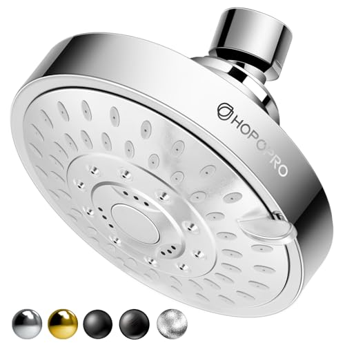 High Pressure Shower Head, HOPOPRO 5-Mode Fixed Showerhead, NBC Recommended | The Washington Post, NBC News, Today TV Show Recommended, Consumer Reports Tested High Flow Fixed Shower Head (4 Inch Silver) - color: Silver, style: 4 Inch Modern