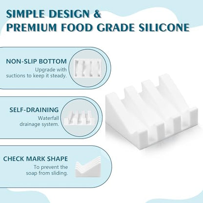 Self Draining Soap Dish Holder,Silicone Soap Dish,for Bathroom,Kitchen, Sponges，Can Extend Soap Life，Keep Soap Bars Dry and Easy Cleaning (White,1-Pack) - color: White,1-pack