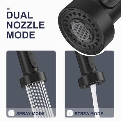 Kitchen Faucet with Pull Down Sprayer, Single Handle Pull Down Spring Sink Faucet, 1 Hole or 3 Hole Dual Function Sprayer for Farmhouses, Utility Rooms, RV's and Bars - color: Matte Black, style: Spring