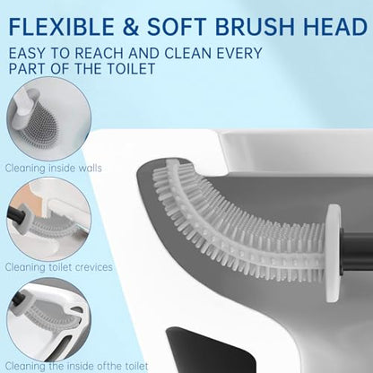 RV Essentials, RV Toilet Brush Black– Camper Must Have Silicone Toilet Brush for Travel Trailer, Wall Mounted Toilet Brush-Anti-Roll, Anti-Drip Design, Camper Must Haves - color: Black