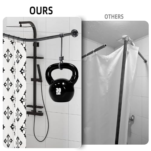 L Shaped Shower Curtain Rod, (44.1"-54.3"x44.1"-54.3") Adjustable Curved Shower Rod, 90 Degree Corner Shower Rods for Bathroom Bathtub Clothing Store Locker, locker rooms, fitting rooms, Black - size: 44.1"-54.3"x44.1"-54.3"