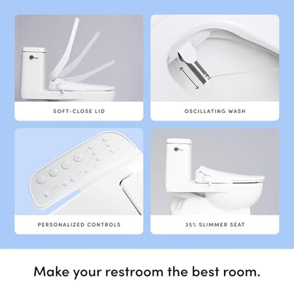 TUSHY Cloud Electric Bidet Heated Toilet Seat, Elongated | Instant Warm Water, Adjustable Air Dryer, Self-Cleaning Nozzle and Filter, Night Light, Soft-Close Lid, GFCI Outlet Required - style: Cloud Elongated Bidet Seat