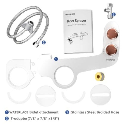 Bidet Attachment for Toilet Seat Water Pressure - Non Electric Bidets Self Cleaning Sprayer - Dual Nozzle Bidet Attachments Toilets Spray - Adjustable Bidets Wash Butt Cleaner for Bathroom Gifts - color: Rose Gold