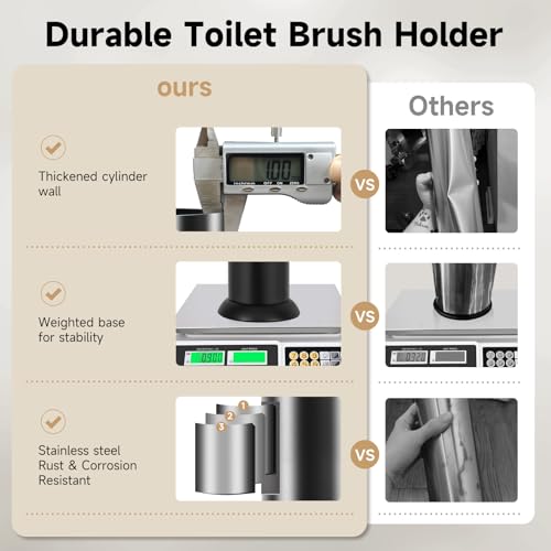 Black Toilet Brush and Holder，Extra Long Handled Toilet Brush for Bathroom，Stainless Steel Heavy Duty Toilet Bowl Brush,Deep Cleaning Modern Toilet Cleaner Brush -Space Saving - color: Black