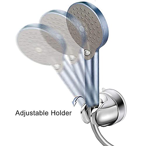 Vacuum Suction Cup Shower Head Holder Rotatable Adjustable Angle Handheld Shower Head Bracket Wall Mount Holder with Reusable Adhesive Stick Disc for Bathroom NO Drill Tool Free Shower Bracket | Handheld Shower Head Bracket Wall Mount Holder with Reusable