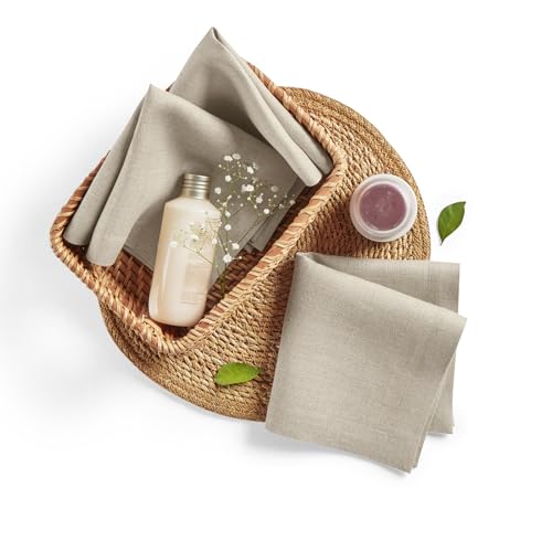 Solino Home 100% Pure Linen Wash Cloths Natural, Bath 12 x 12 in, Set of 3 | Linen Face Washcloths gentle on skin, absorbent and quick drying for daily washing | soft plain weave | OEKO-TEX Certified - color: Natural, size: Wash Cloths - 12 X 12 Inch