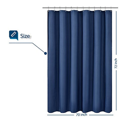 Barossa Design Soft Microfiber Fabric Shower Liner or Curtain, Hotel Quality, Machine Washable, Water Repellent, Navy Blue, 70 x 72 inches - color: Navy Blue, size: 70"W x 72"L (Pack of 1)