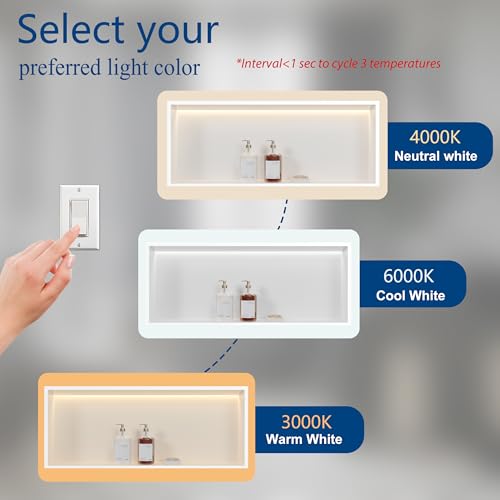 Qeke 30" X 12" Stainless Steel Shower Niche w/ 3 CCT Dimmable Light, White | No Tile Needed Wall Niche, Recessed Niche w/ Light(3000K/4000K/6000K), IP66 Waterproof, Space Saving & Durable - color: Matte White, size: 30" X 12"