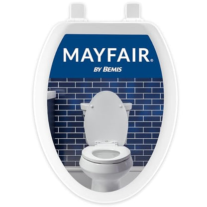 Mayfair Cameron White Toilet Seat, Non Slip Heavy Duty Wood, Easy Clean, Made in USA, Elongated - color: White, size: Elongated