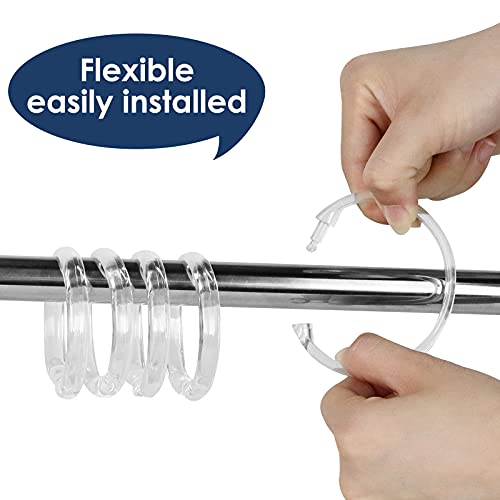 Clear Plastic Shower Curtain Rings, 12 PCS Circular Plastic Shower Curtain Hooks for Bathroom Shower Curtain Rod, Clear Shower Hooks for Shower Curtain, O Shaped Shower Rings for Curtain - color: Clear