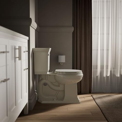 KOHLER K-4775-47 Brevia Round Toilet Seat with Quick-Release Hinges And Quick-Attach Hardware For Easy Clean, Almond - color: Almond, size: Round