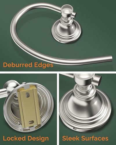 Towel Ring Wall Mounted for Bathroom, Brushed Nickel Towel Holder | 304 Stainless Steel Heavy Duty Hand Towel Holder Waterproof & Rustproof Towel Hanger Raised Base - color: Brushed Nickel