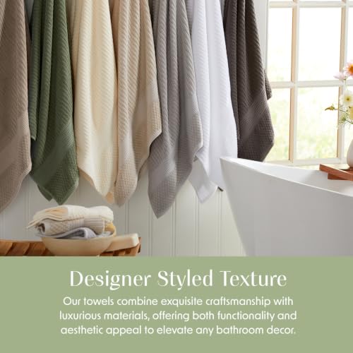 100% Cotton Bath Towel Set | 6-Piece Set | Textured | Cobblestone - color: Cobblestone, size: 6 Piece Set