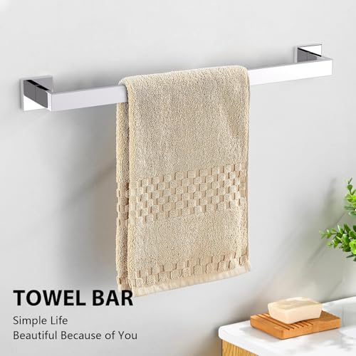 YACVCL 5-Piece Bathroom Hardware Accessories Set 23.6 inch Towel Bar Set Modern Towel Rack Kit Stainless Steel Wall Mounted (Polished Chrome) - color: Polished Chrome