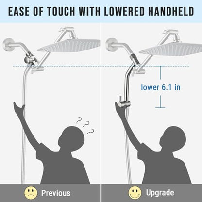 G-Promise 6.1 Inch Low-level Shower Diverter with Holder (Brushed Nickel) | All Metal Construction, 3 Spray Settings, 6.1 Inch Low Diverter, Dual Mount Shower Holder, Standard Thread Connection - color: Brushed Nickel, size: 3-Settings