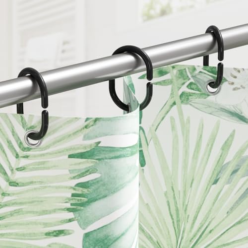 Black Shower Curtain Hooks Rings, 24 Pcs Plastic Shower Curtain Rings, Plastic Shower Curtain Hooks for Bathroom Shower Rod, Black Shower Hooks Rings Loops for Shower Curtain - color: Black