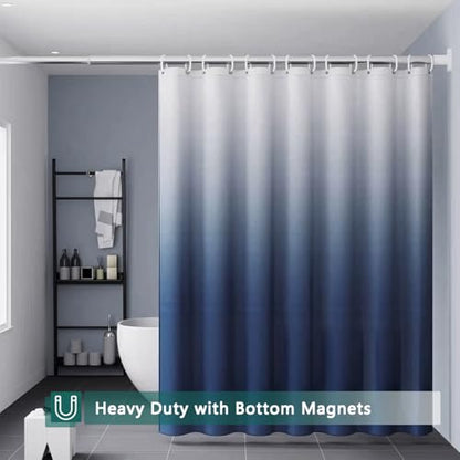 Shower Curtain Liner, 100% Waterproof Peva Shower Curtains with 3 Duty Heavy Bottom Magnets and 12 Rust Proof Grommets, 72x72 Weighted Shower Liner for Shower Stall, Bathtubs - color: Gradient Blue