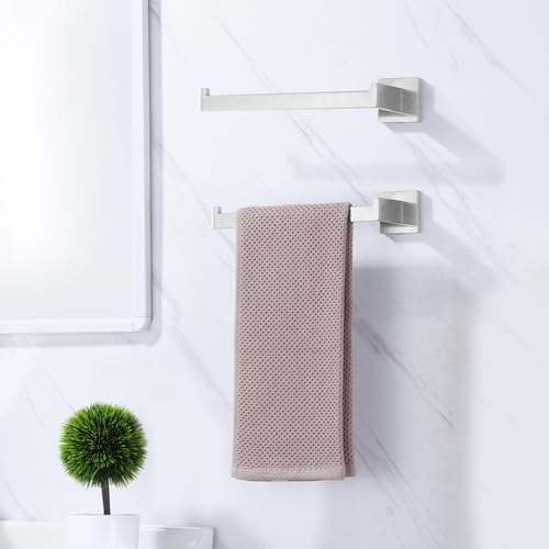LANC Left Side Bathroom Hand Towel Holder Brushed Nickel Hand Towel Bar 10 Inche Square Towel Ring for Kitchen Bathroom Wall Mount Stainless Steel Modern Towel Racks Hanger, A8806BN-LF - color: Brushed Nickel, size: 1 Pack(Left Hand)