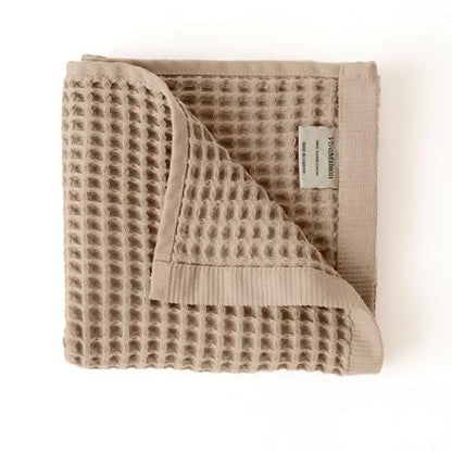 Premium Waffle Hand Towels Pack of 4 Extra Large 20x35 inch - 100% Turkish Cotton, Waffle Weave, Quick Dry, Lint Free, Super Absorbent, Thin Hand Bath Towel (Brown, Set of 4 Hand Towels) - color: Brown, size: Set of 4 Hand Towels