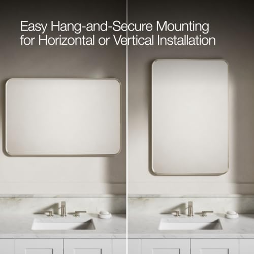 Kohler Essential 24 in. W x 36 in. H Rectangular Framed Wall Mount Bathroom Vanity Mirror in Brushed Nickel - color: Brushed Nickel, size: 36"L x 24"W, style: Rectangle