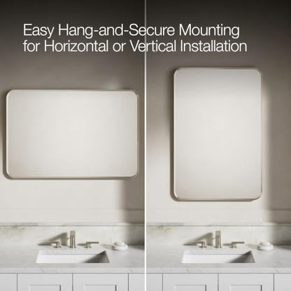 Kohler Essential 24 in. W x 36 in. H Rectangular Framed Wall Mount Bathroom Vanity Mirror in Brushed Nickel - color: Brushed Nickel, size: 36"L x 24"W, style: Rectangle
