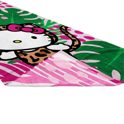 Jay Franco Hello Kitty Bath Pool Beach Towel - Tropical Super Soft & Absorbent 100% Cotton Towel, Measures 28 x 58 - color: Multi - Hello Kitty