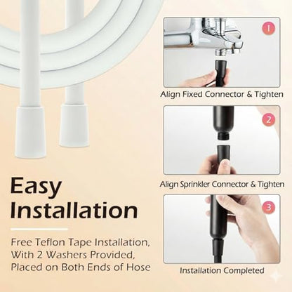 Silicone Shower Hose Extra Long, 119 Inches Ultra-Soft Shower Hose Extension, Anti-Kink Designed Handheld Shower Head Hose Replacement with Brass Insert and Nut, White - color: White, size: 119 Inches