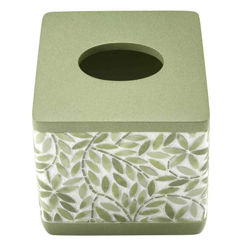 Avanti Linens - Tissue Box Cover, Resin Countertop Accessories, Guest Bathroom Essentials (Stratford Collection, Green) - size: Tissue Box Cover