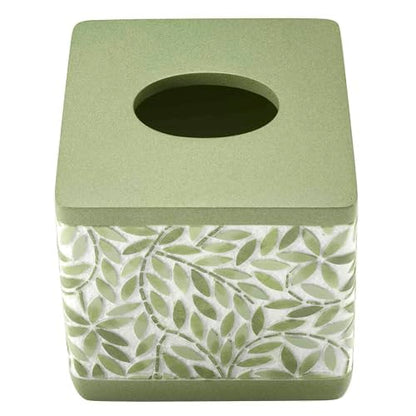 Avanti Linens - Tissue Box Cover, Resin Countertop Accessories, Guest Bathroom Essentials (Stratford Collection, Green) - size: Tissue Box Cover