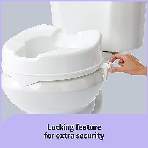 Medline Raised Toilet Seat with Secure Side Locks, 4" Elevation - 250 lbs. Capacity, for Seniors, Elderly, Independent Adults and Disabled Adults - 1 Ct.