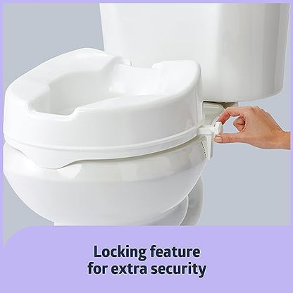Medline Raised Toilet Seat with Secure Side Locks, 4" Elevation - 250 lbs. Capacity, for Seniors, Elderly, Independent Adults and Disabled Adults - 1 Ct.