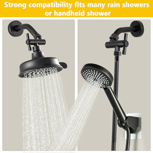 All Metal Shower Head Elbow Adapter, Stainless Steel Shower Arm Extension Connector for Shower Heads, Matte Black