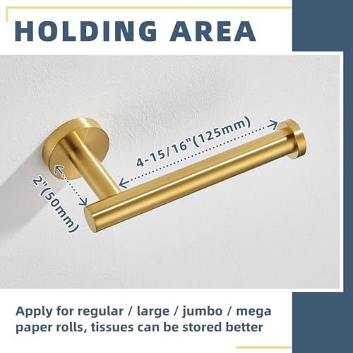 Brushed Gold Bathroom Accessories Set, 2-Piece, 304 Stainless Steel | Practical Bathroom Hardware Set for Bathroom Restroom Sink, Rotatable Towel Ring, Open-arm Toilet Paper Holder, Wall Mounted - color: Brushed Gold Round Shape