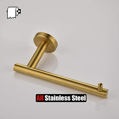 JQK Gold Toilet Paper Holder, 5 Inch Tissue Paper Dispenser, 304 Stainless Steel Thick 0.8mm Wall Mount, Brushed Brass, TPH100-BG - color: Gold, size: Bar