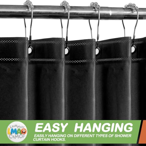 2 Pack | Black Plastic Shower Curtain Or Liner, 72x72 Inch Lightweight Plastic Bathroom Shower Showroom Inner Curtain with Rustproof Metal Grommet Holes and Weighted Magnets - color: Black