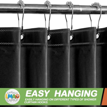2 Pack | Black Plastic Shower Curtain Or Liner, 72x72 Inch Lightweight Plastic Bathroom Shower Showroom Inner Curtain with Rustproof Metal Grommet Holes and Weighted Magnets - color: Black
