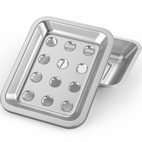 Stainless Steel Soap Dish for Kitchen Sink, Large Draining Tray | Metal Soap Holder for Bathroom, Shower, Kitchen Sink Counter, Container for Sponges, Steel wool, Scrub brushes, Anti-Rust - color: Large Round Hole