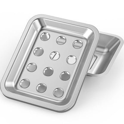 Stainless Steel Soap Dish for Kitchen Sink, Large Draining Tray | Metal Soap Holder for Bathroom, Shower, Kitchen Sink Counter, Container for Sponges, Steel wool, Scrub brushes, Anti-Rust - color: Large Round Hole
