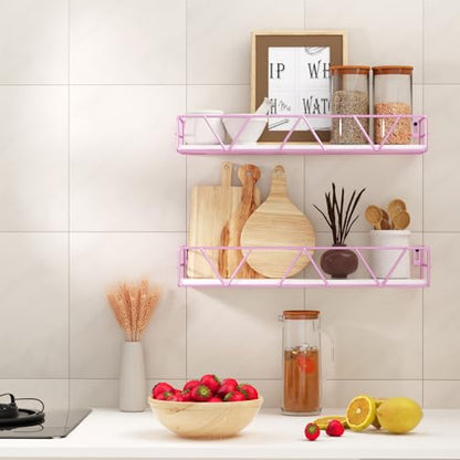 Floating Shelves Set of 3, Wood Wall Shelf, Farmhouse Shelf for Bedroom | Wall Mounted Floating Shelf for Living Room, Bedroom, Bathroom, Kitchen, Office - color: Pink