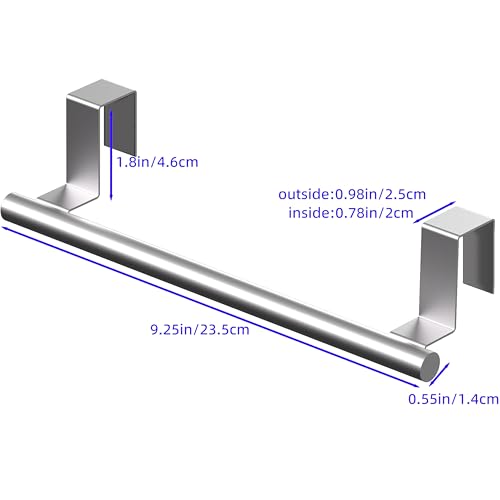 Over Cabinet Towel Bar, Cabinet Door Towel Holder, Over The Door Towel Rack, Kitchen Over Door Towel Holder, Stainless Steel Dish Towel Holder for Cabinet Door, Brushed, 2 Pack | Extended Anti-Slip Arm, EVA Scratch Guard Pads, No-Drill Install, Stainless