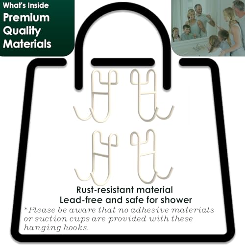 Shower Caddy Hooks, Razor Hanger for Shelf and Loofah (White - 4 Open) - color: White - 4 Open