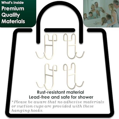 Shower Caddy Hooks, Razor Hanger for Shelf and Loofah (White - 4 Open) - color: White - 4 Open