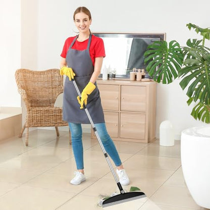 Multifunction Silicone Broom, 54 Inch Long Handle Silicone Floor Squeegee Broom, Sweep and Scrape 2 in 1 Household Cleaning Broom for Floor, Bathrooms, Kitchens, Showers, Tile, Pet Hair, Black Grey - color: Black Grey