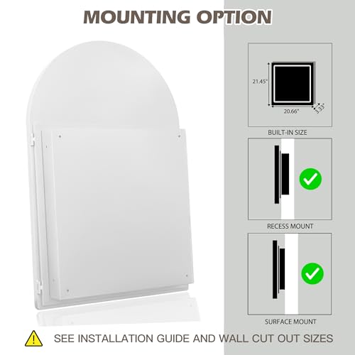Arched Medicine Cabinet, Recessed Medicine Cabinet Surface Mount Medicine Cabinet with Mirror and Adjustable Shelves Medicine Cabinet Wall Mounted Bathroom Mirror Cabinet, 24x36 Inch (White) - color: White