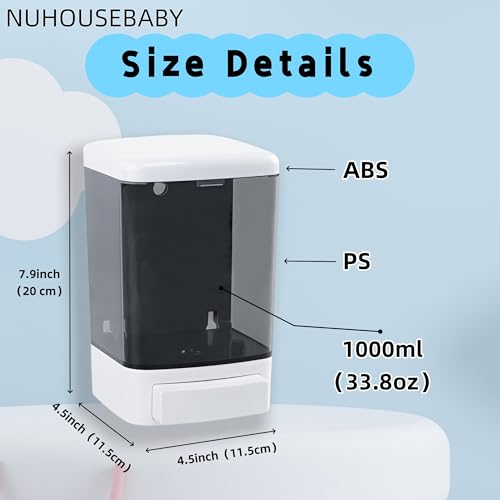 Manual Soap Dispenser Wall Mounted 33.8oz Bathroom Commercial | Durable ABS,Leak-proof,Rustproof.Big Capacity.Easy Install & Refill,Suitable Various Locations & Liquids.1000ML