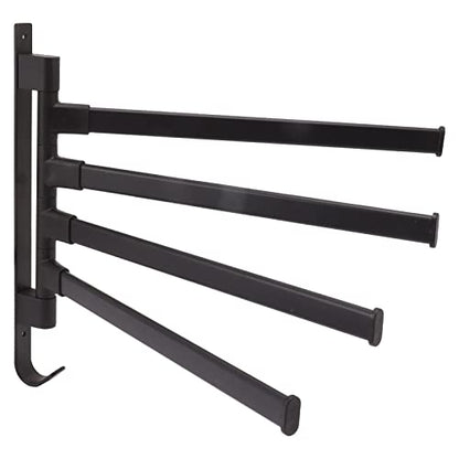 Heavy Aluminum Swivel Towel Bar, Matte Finish Wall Mounted Rack with Hooks Organize Towels and Clothes Save Space with Multi Arms Rustproof Suitable for Bathroom Bedroom Kitchen - color: 4 Arms