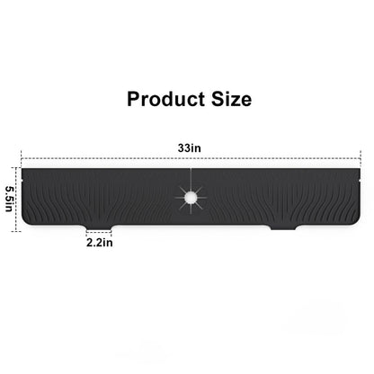 33 Inch sink splash guard Silicone Splash Guard Mat for Faucet, Narrow Edge Water Barrier for Kitchen Sink And Bathroom Washbasin (Black) (Black)